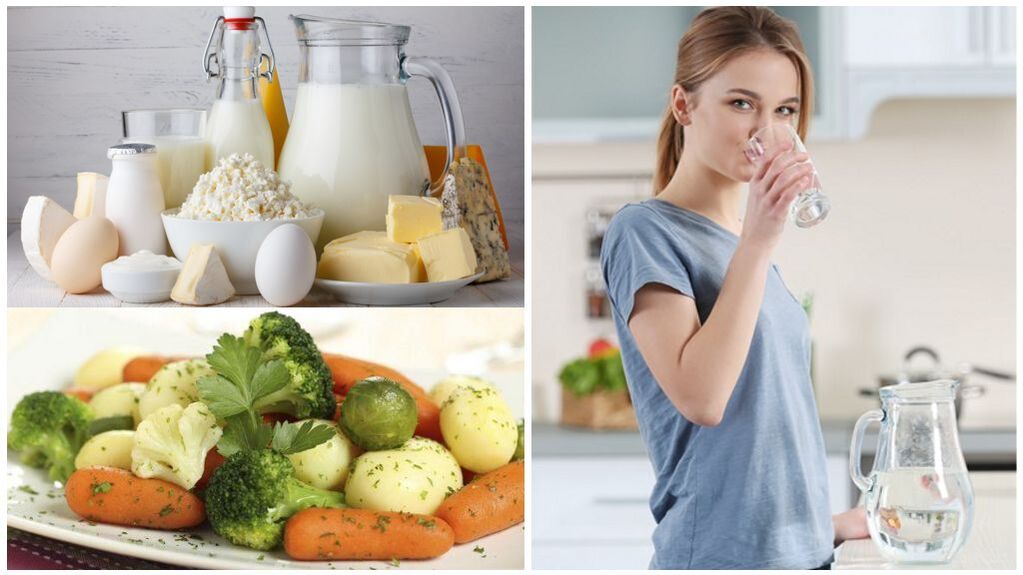Régime alimentaire pour exacerbation de l'eau de goutte, produits laitiers, légumes bouillis. 